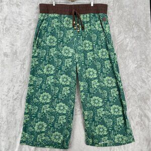 Lord of the Rings Wide Leg Green Leaf Print Pull On Split Leg Pants